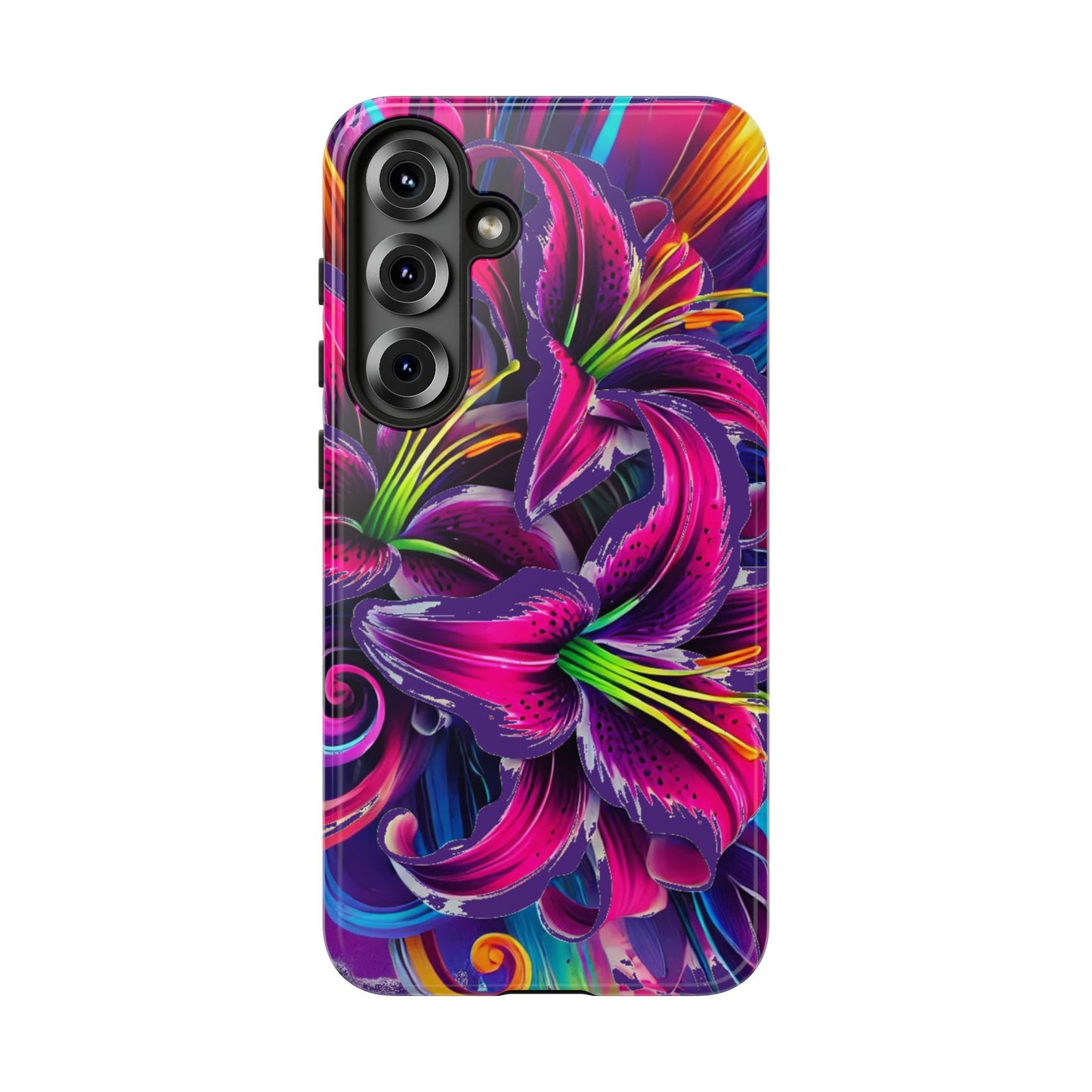 Neon Lily Illustration Tough Case | Floral Phone Cover