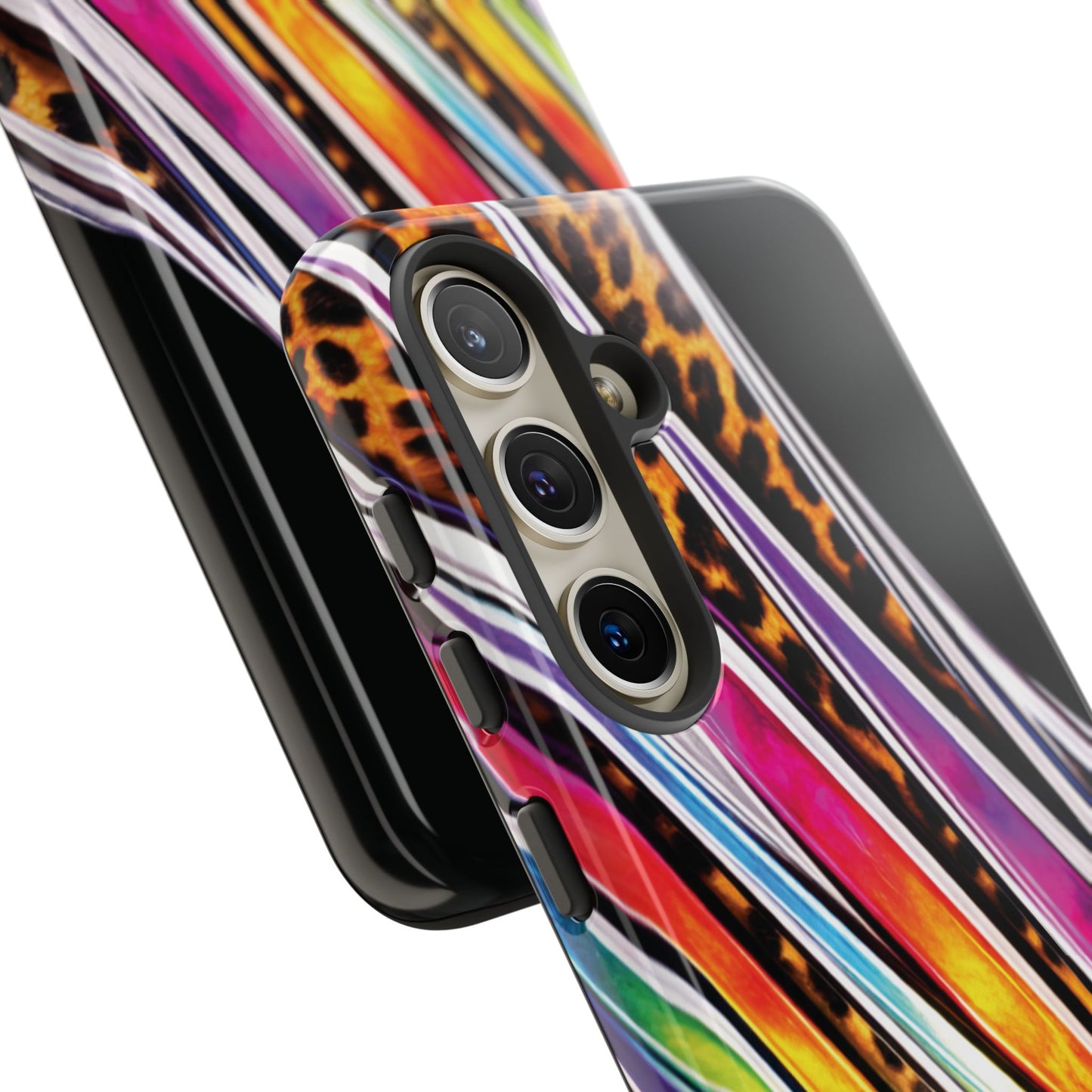 Colorful Stripes & Leopard Print Phone Case
