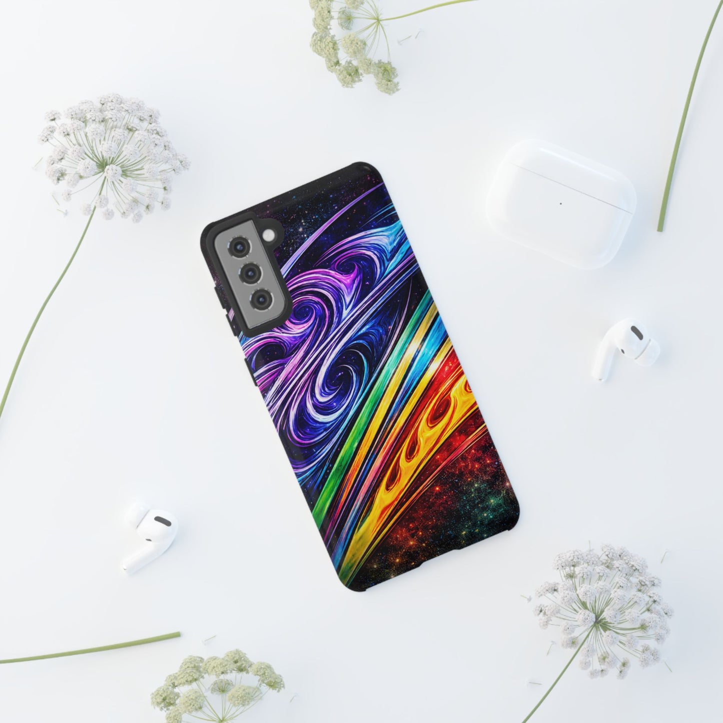 Abstract Cosmic Swirls phone case | Galaxy Rainbow Protective Case