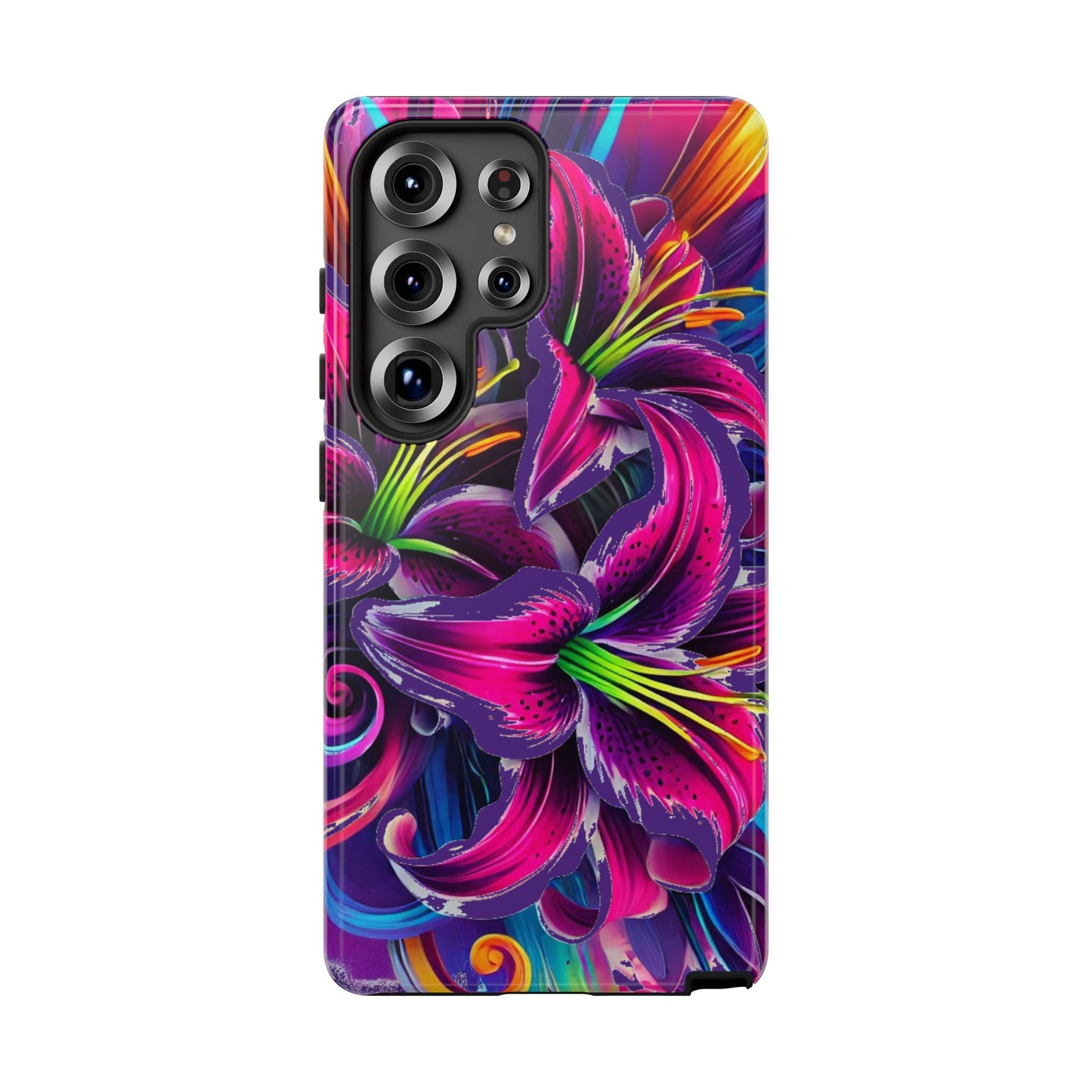 Neon Lily Illustration Tough Case | Floral Phone Cover