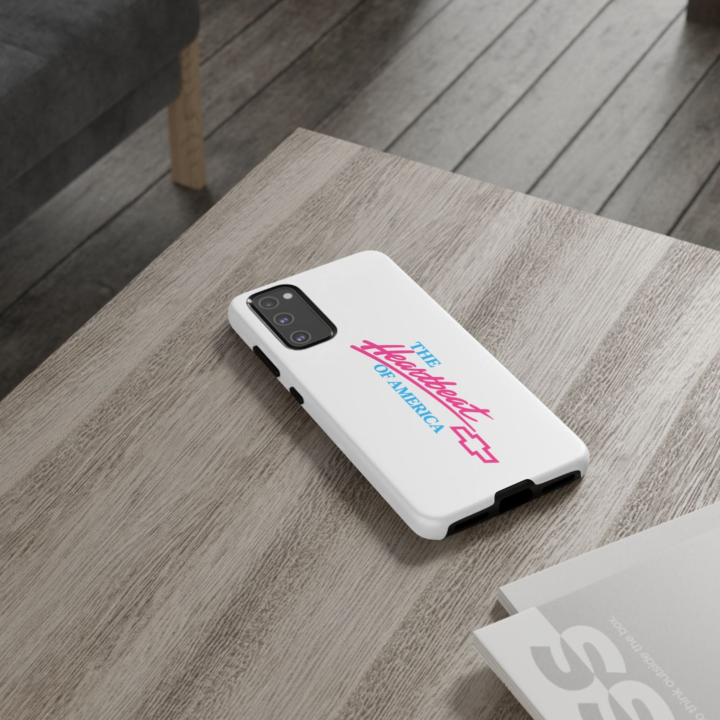 White  “The Heartbeat of America” Retro Chevy Logo, Slim Protective Cover