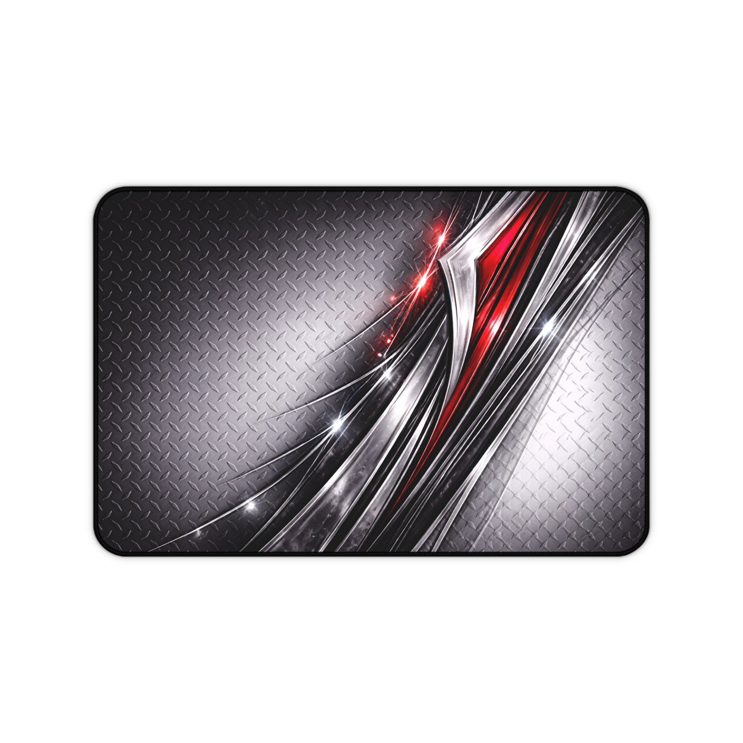 Red and Silver Metallic Abstract Desk Mat | Gaming Mousepad