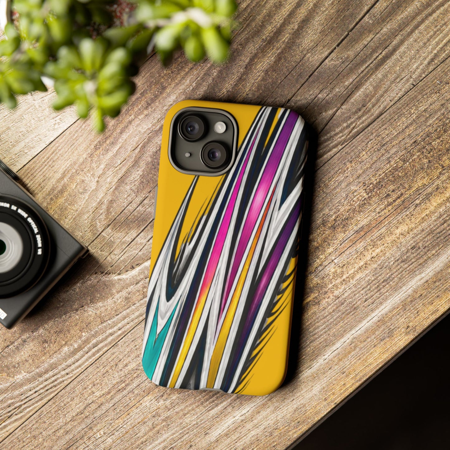 Yellow Abstract Stripes Phone Case | Tough Protective Phone Case
