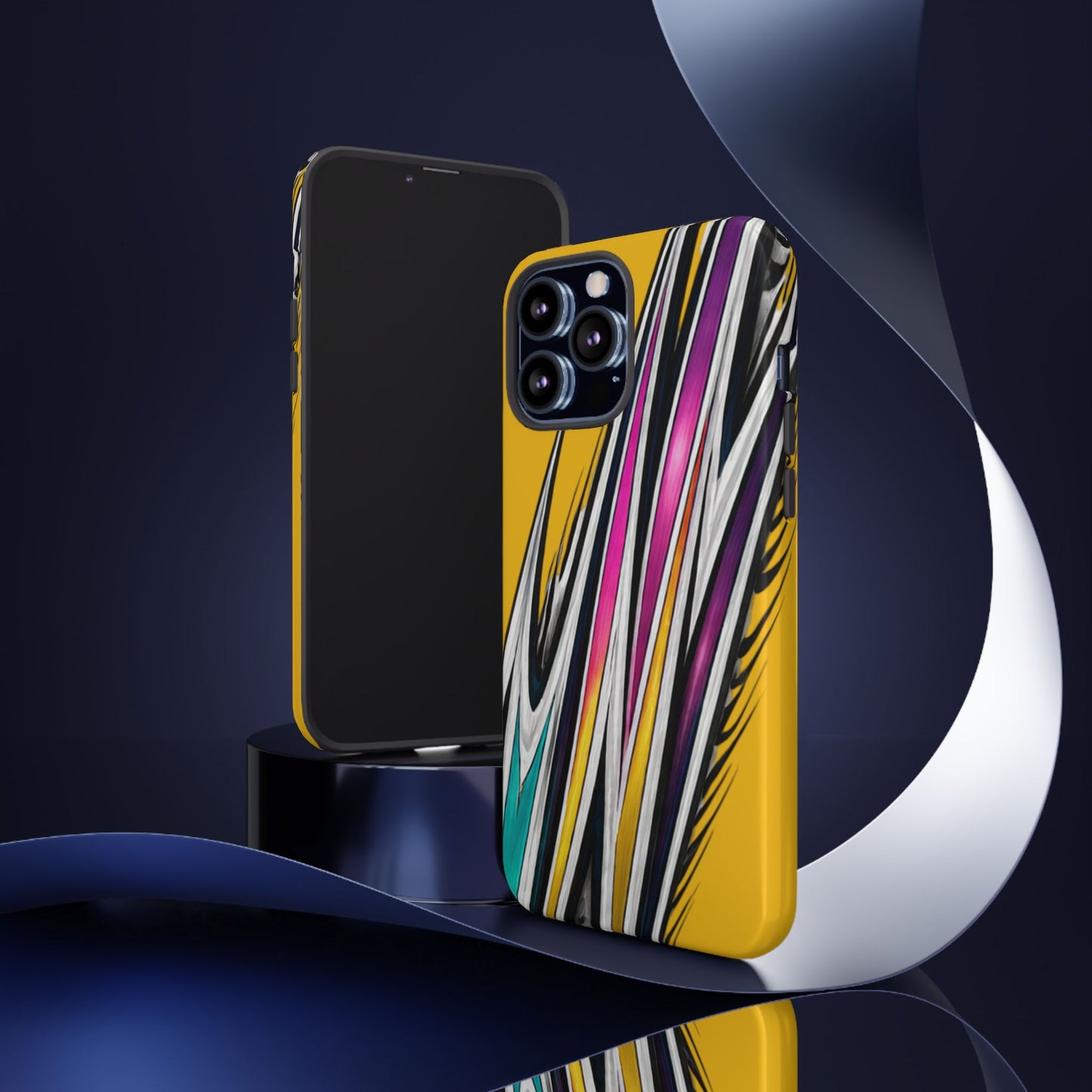 Yellow Abstract Stripes Phone Case | Tough Protective Phone Case
