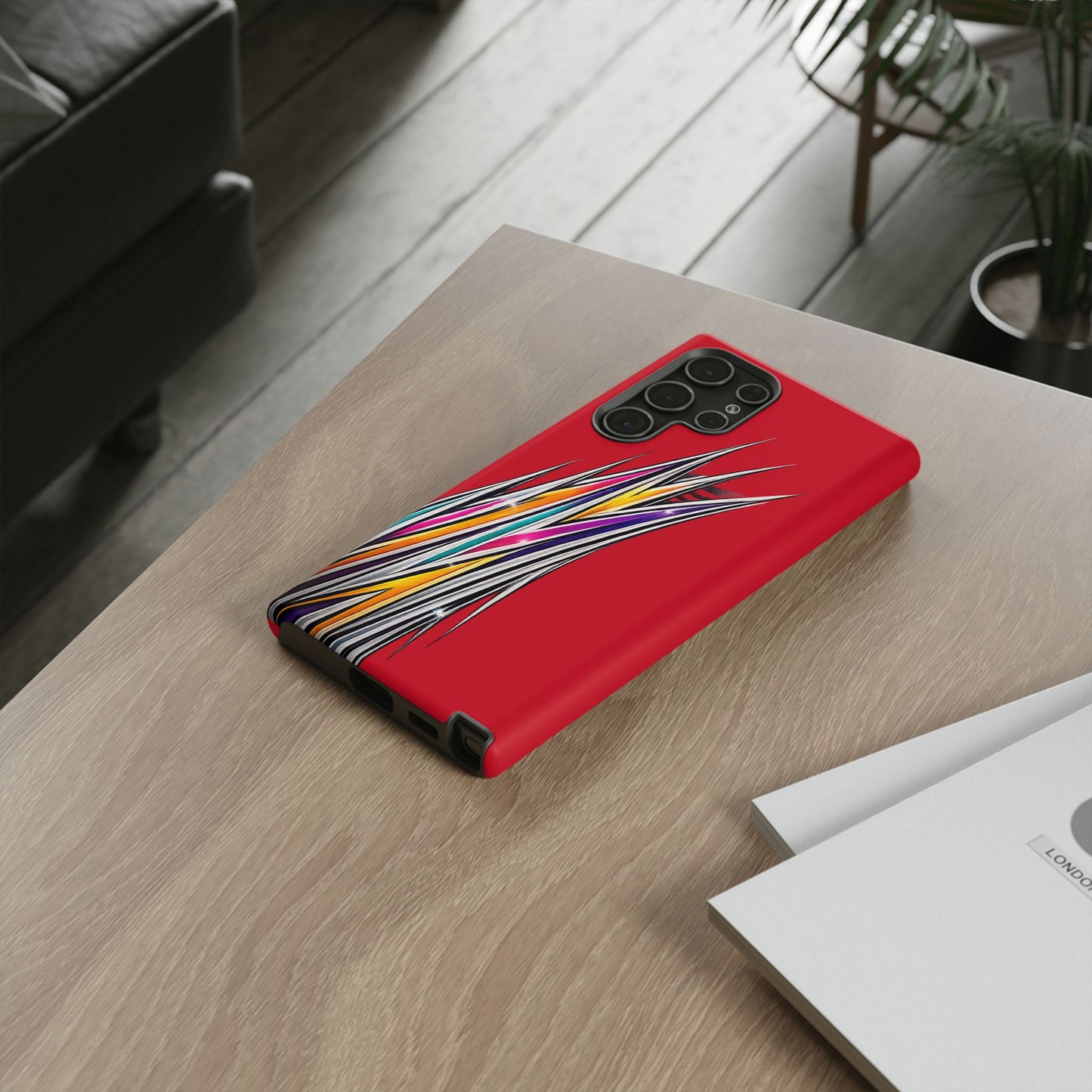 Colorburst Pinstripe Phone Case | Red Abstract Racing Stripe