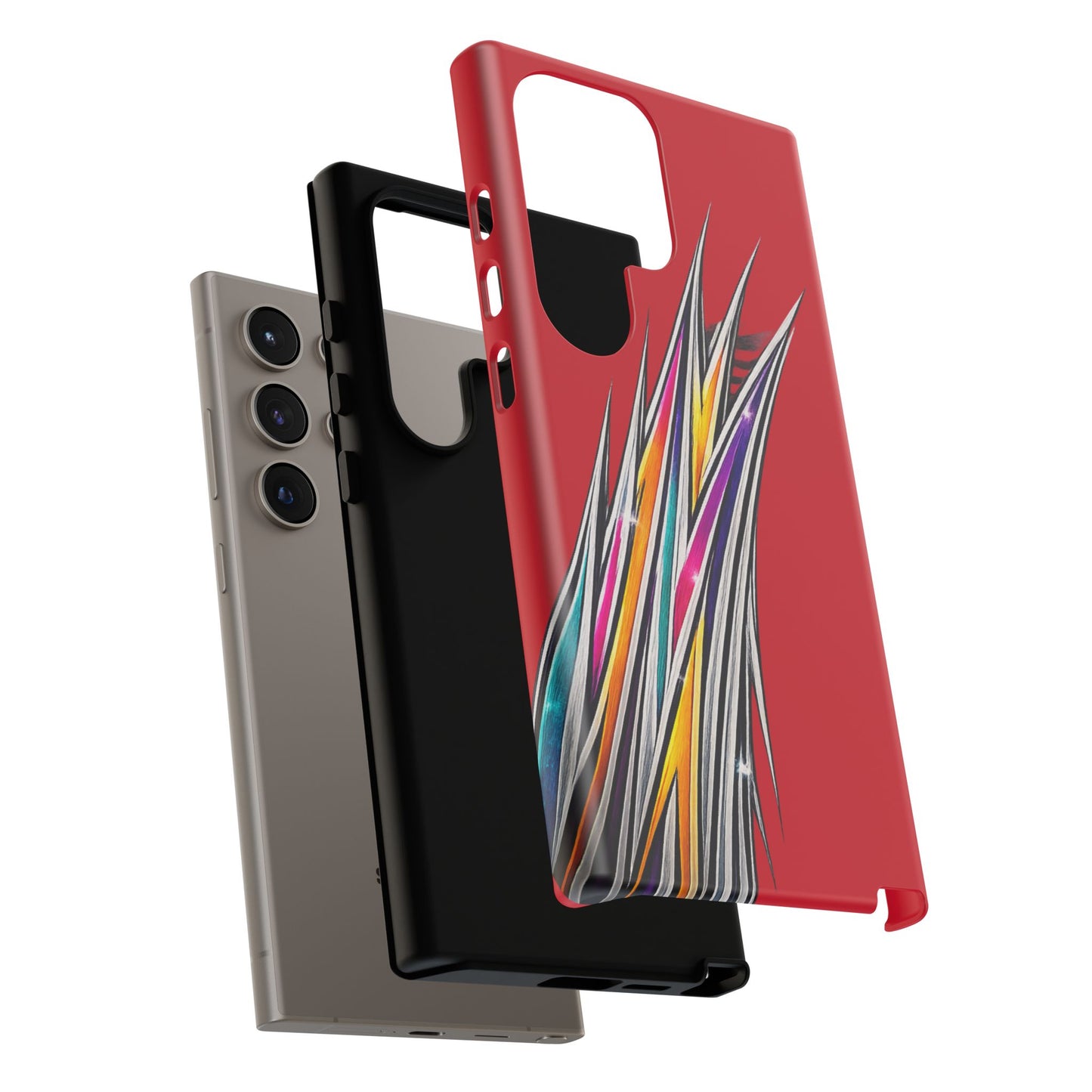Colorburst Pinstripe Phone Case | Red Abstract Racing Stripe