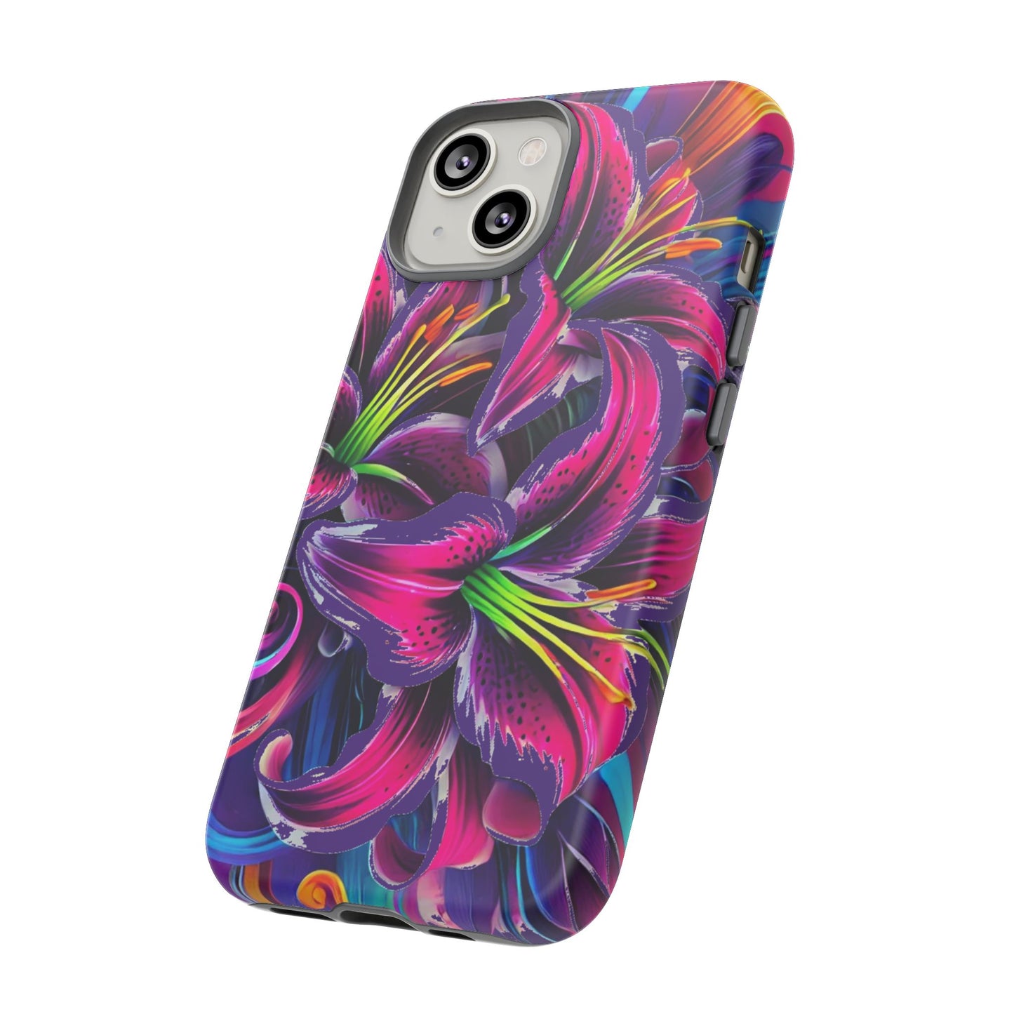 Neon Lily Illustration Tough Case | Floral Phone Cover