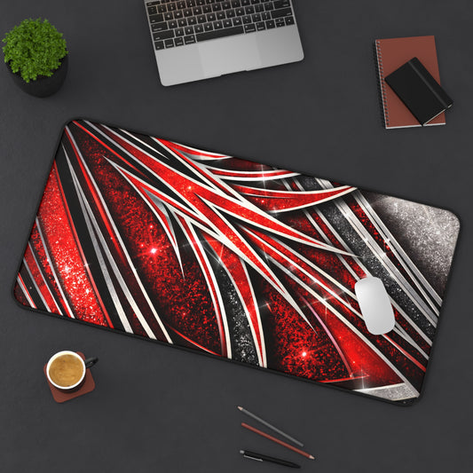 Red Metallic Abstract Desk Mat — Gaming/Office Mouse Pad