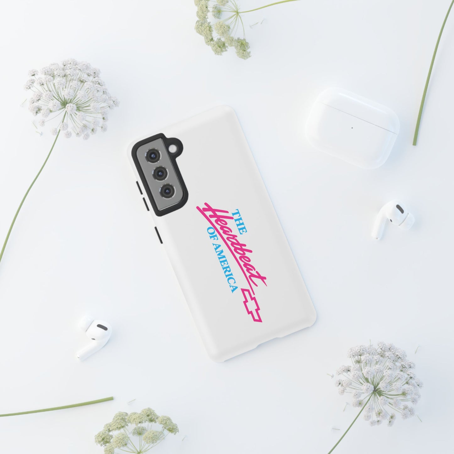 White  “The Heartbeat of America” Retro Chevy Logo, Slim Protective Cover