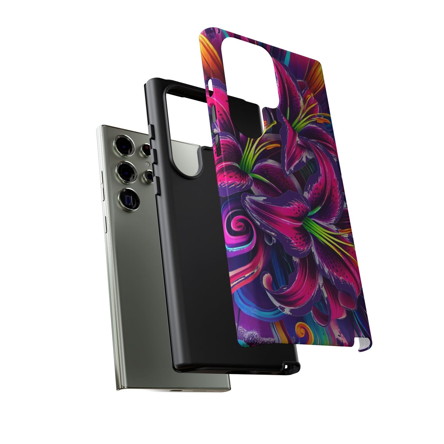 Neon Lily Illustration Tough Case | Floral Phone Cover