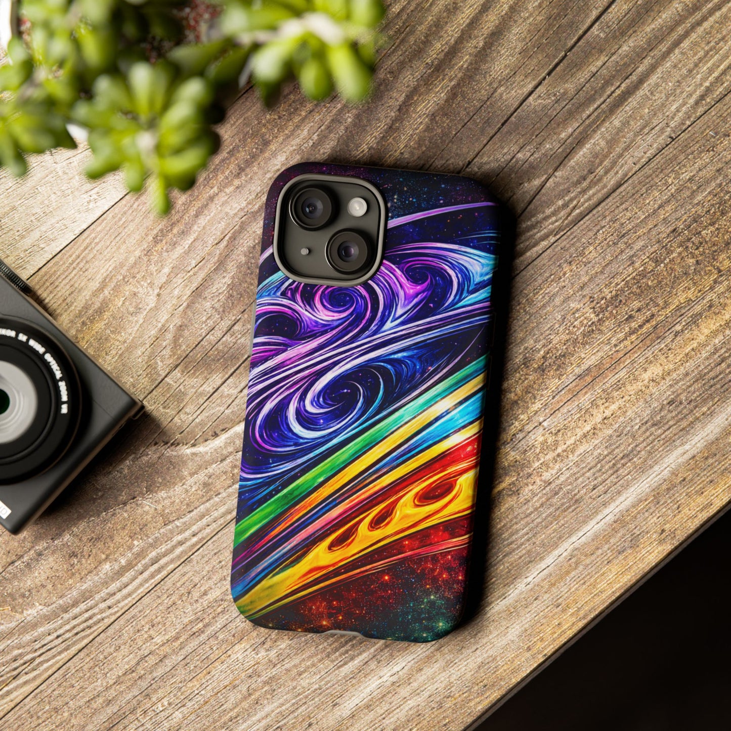 Abstract Cosmic Swirls phone case | Galaxy Rainbow Protective Case