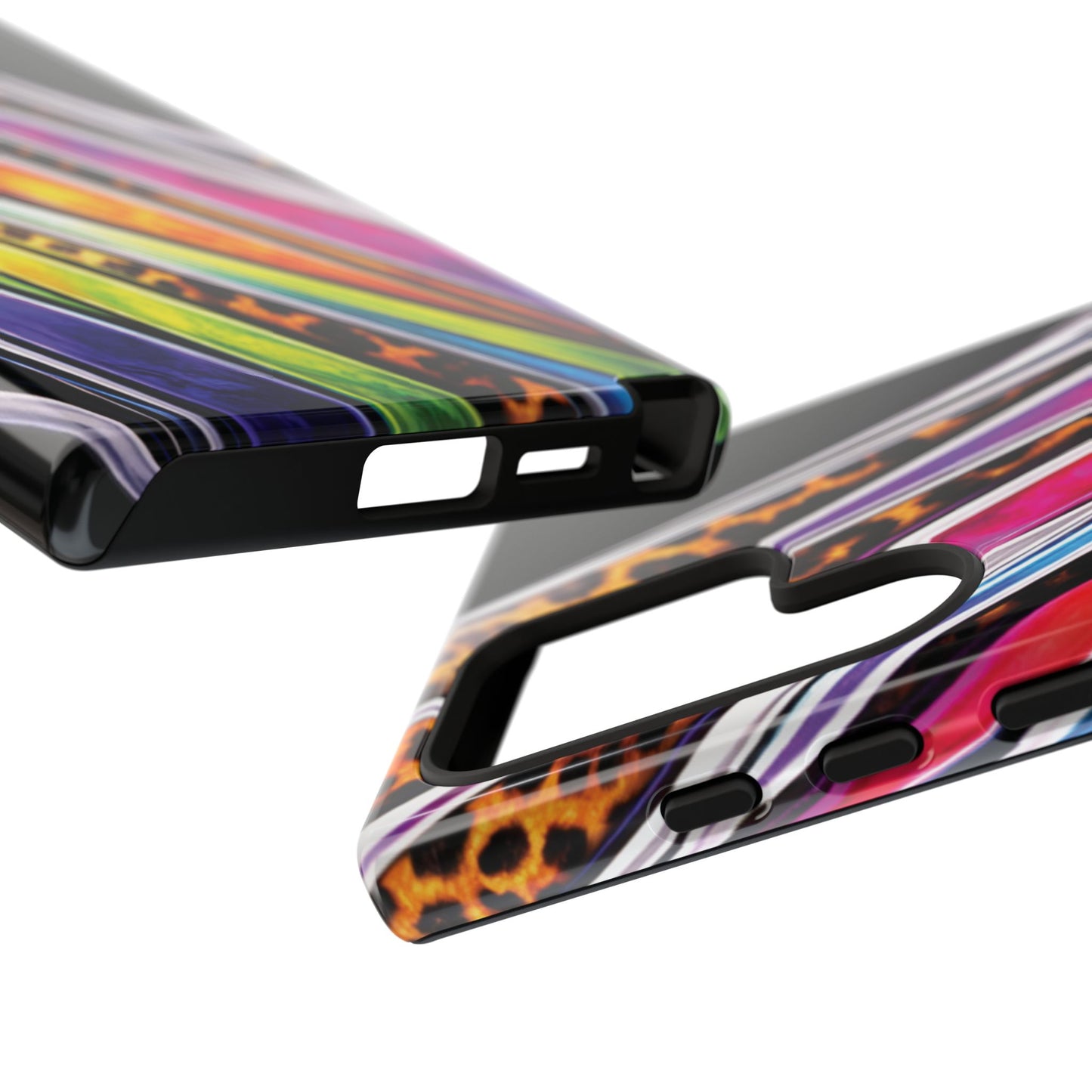 Colorful Stripes & Leopard Print Phone Case