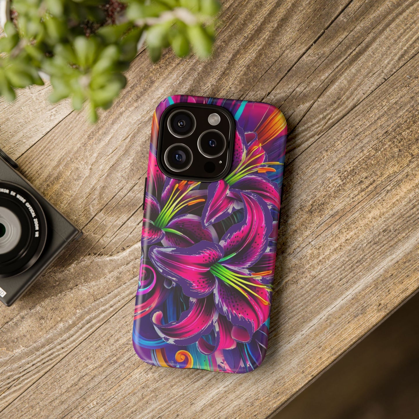 Neon Lily Illustration Tough Case | Floral Phone Cover