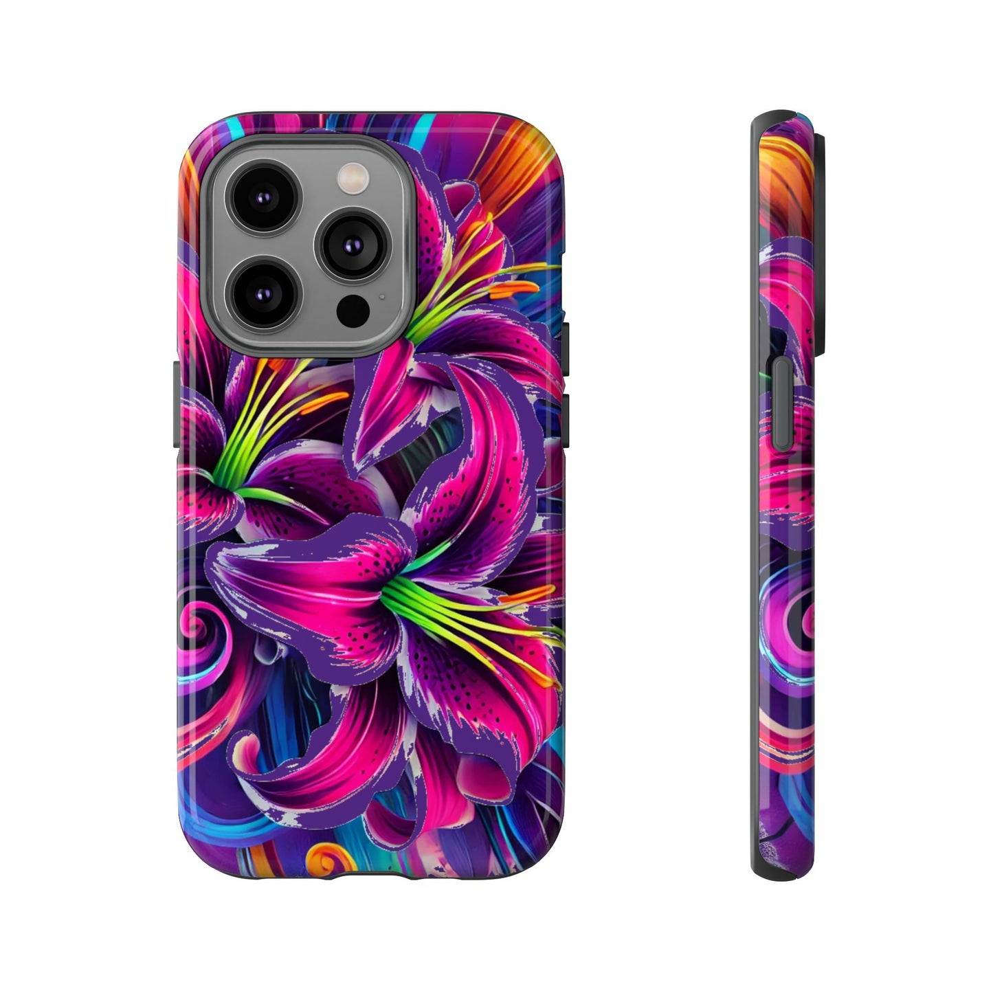 Neon Lily Illustration Tough Case | Floral Phone Cover