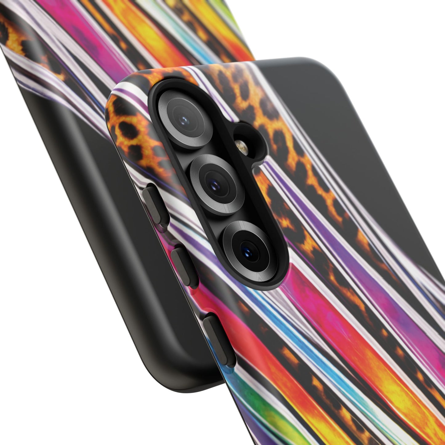 Colorful Stripes & Leopard Print Phone Case