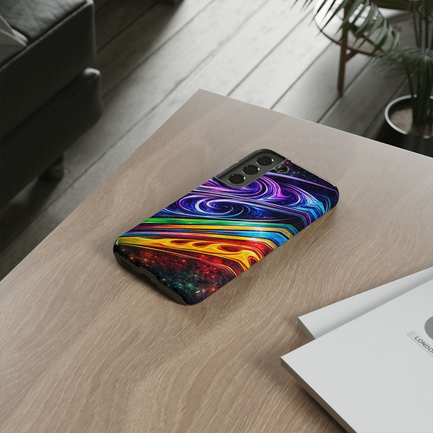 Abstract Cosmic Swirls phone case | Galaxy Rainbow Protective Case