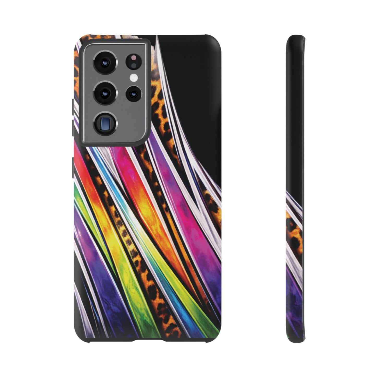 Colorful Stripes & Leopard Print Phone Case