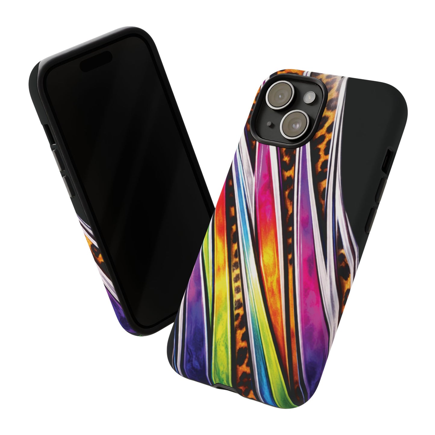 Colorful Stripes & Leopard Print Phone Case