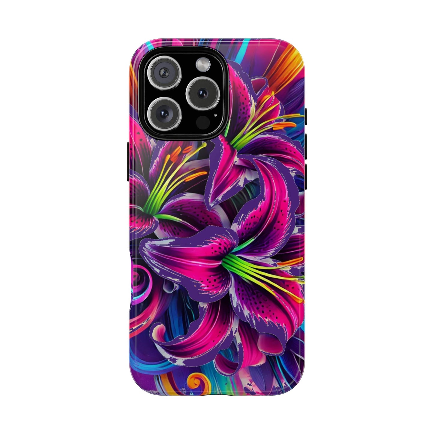 Neon Lily Illustration Tough Case | Floral Phone Cover