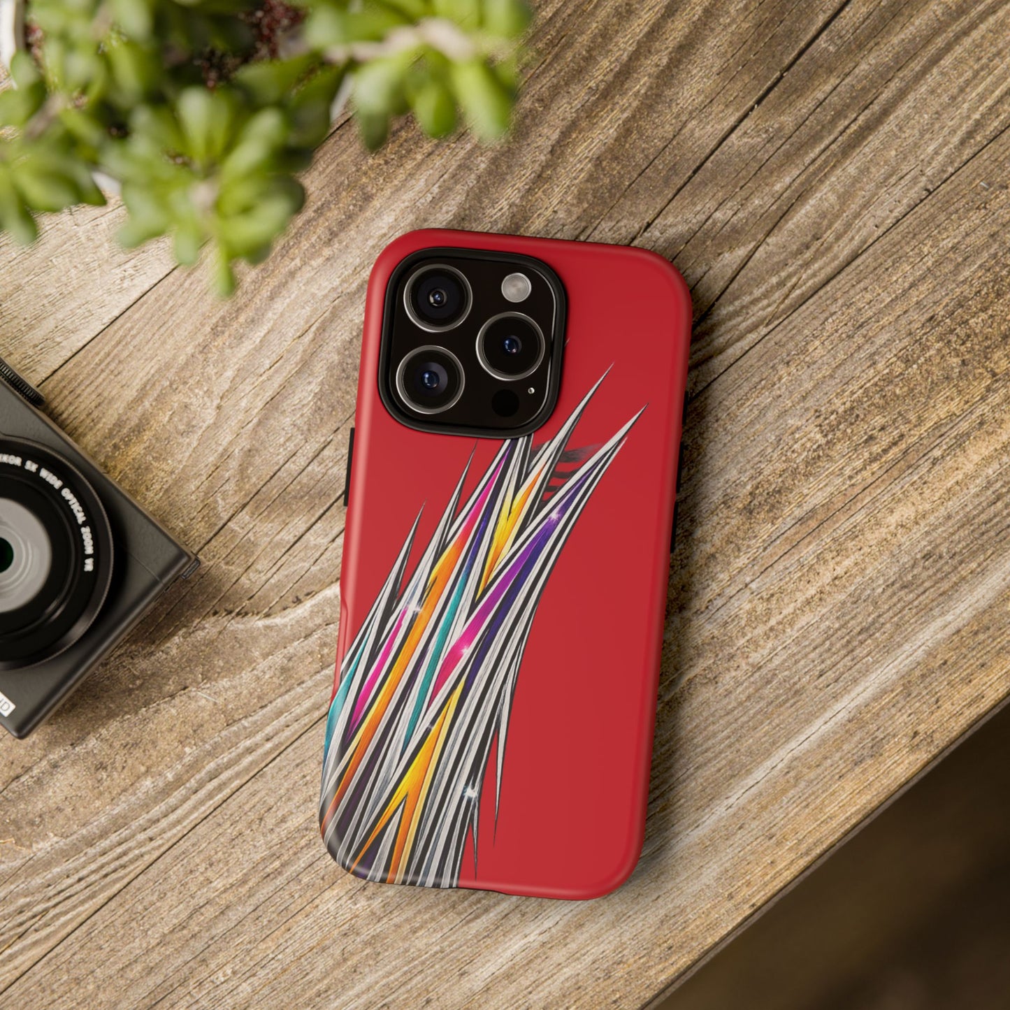 Colorburst Pinstripe Phone Case | Red Abstract Racing Stripe