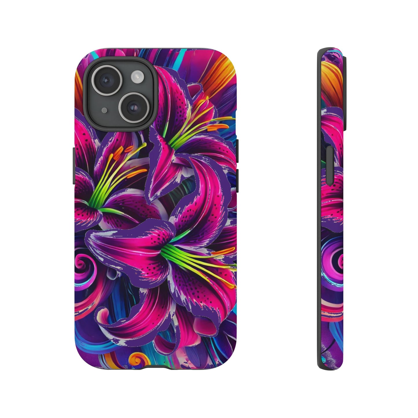 Neon Lily Illustration Tough Case | Floral Phone Cover