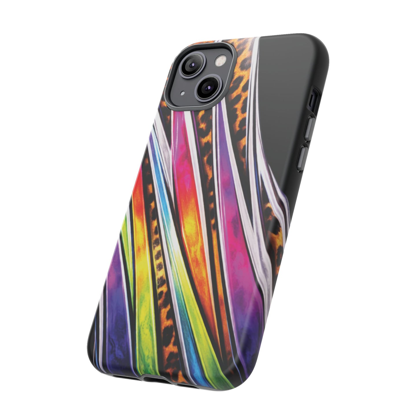 Colorful Stripes & Leopard Print Phone Case