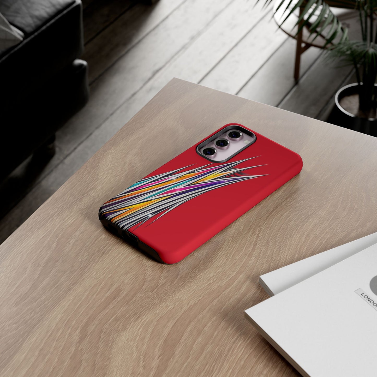 Colorburst Pinstripe Phone Case | Red Abstract Racing Stripe