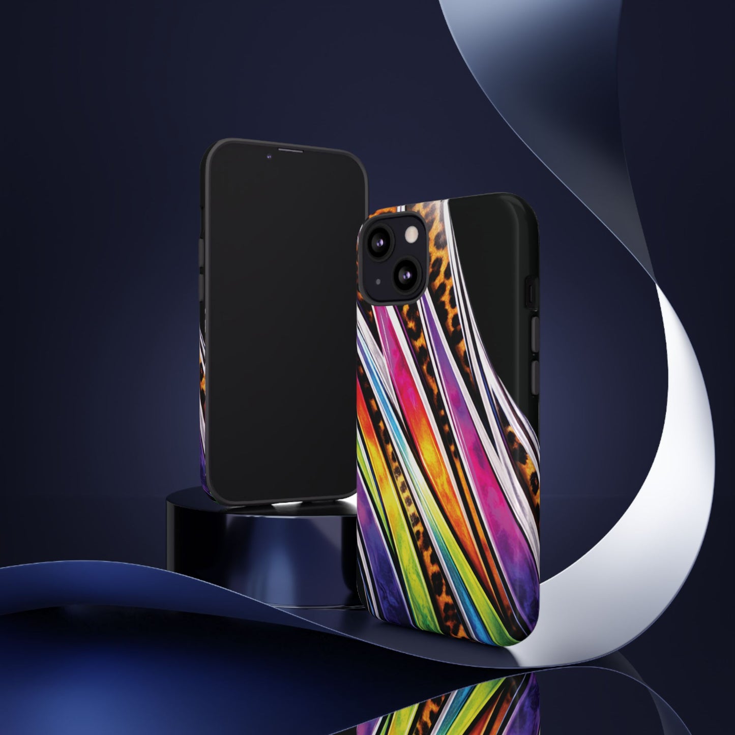 Colorful Stripes & Leopard Print Phone Case