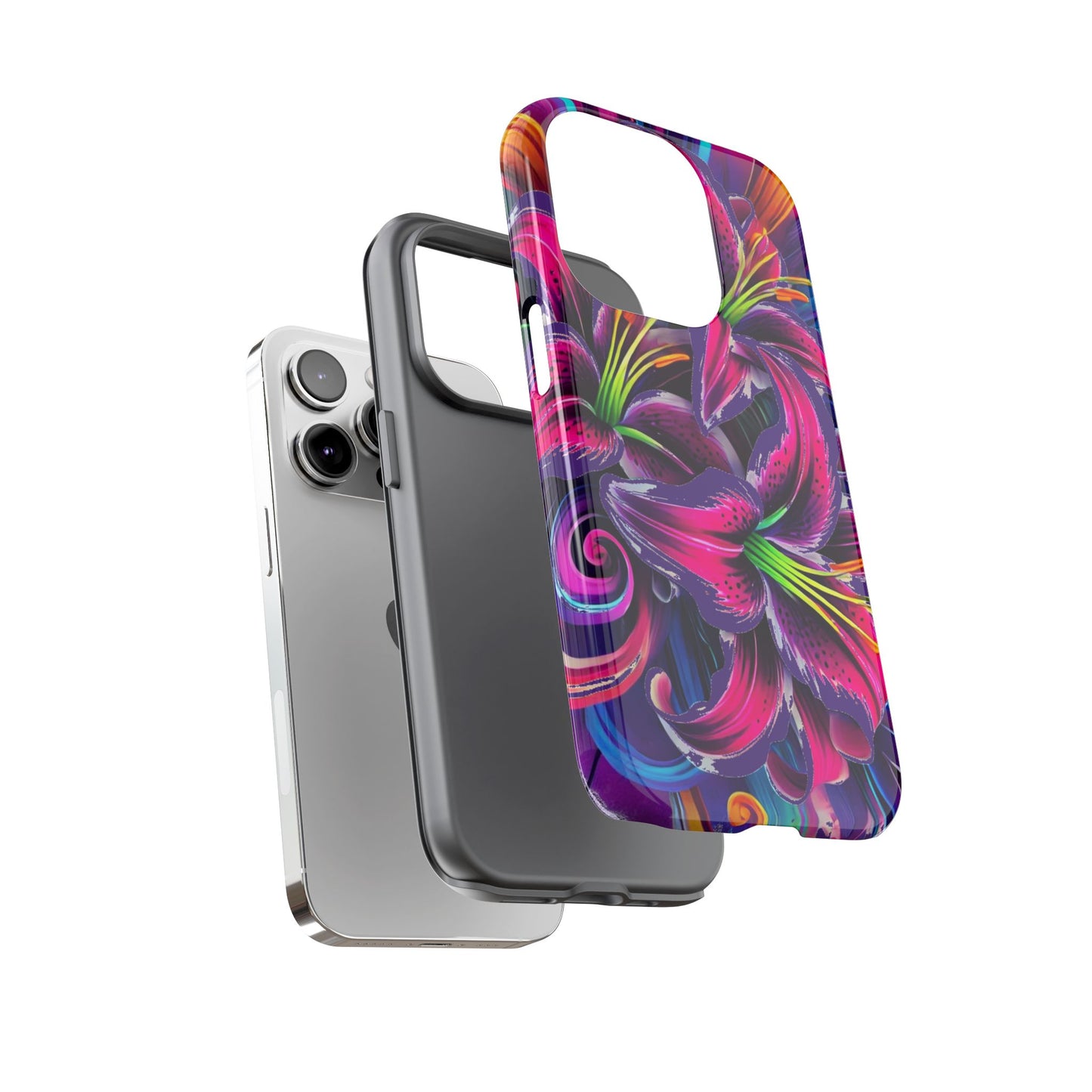Neon Lily Illustration Tough Case | Floral Phone Cover
