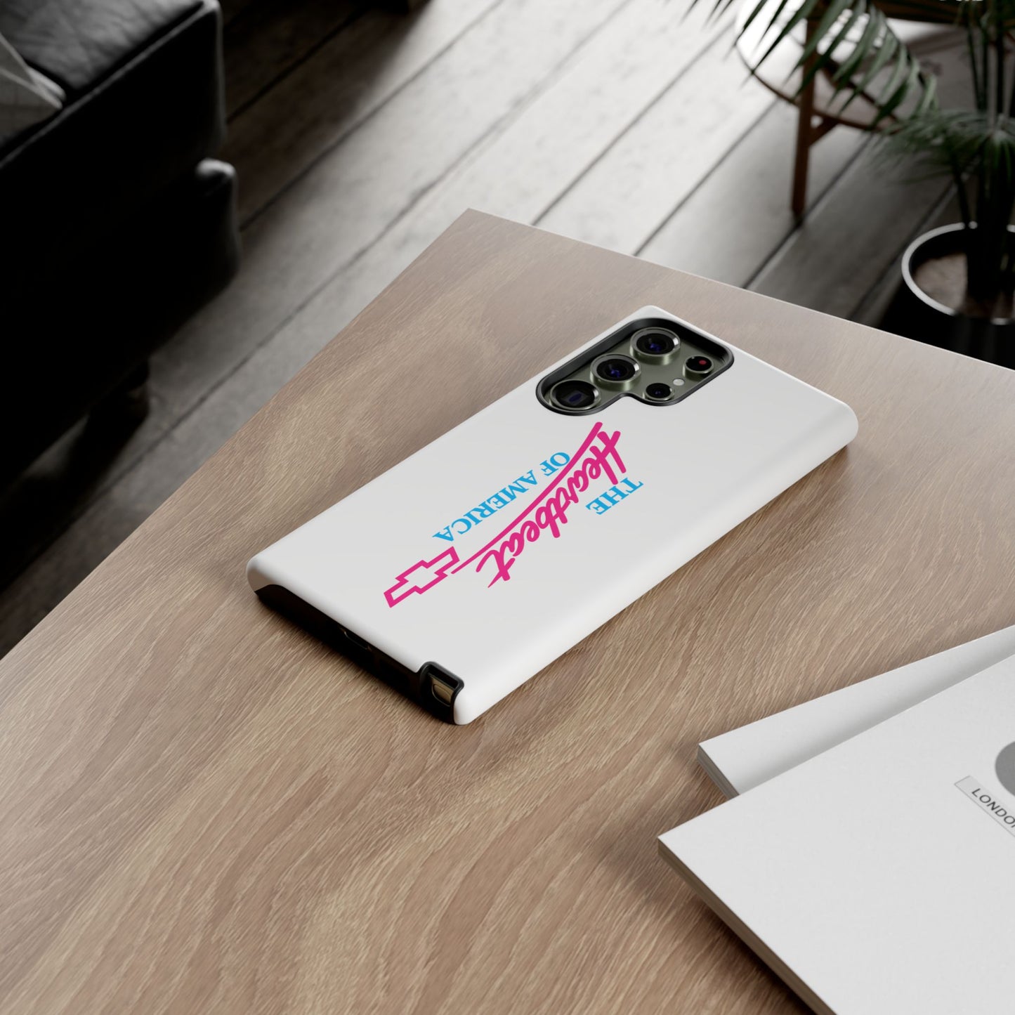 White  “The Heartbeat of America” Retro Chevy Logo, Slim Protective Cover