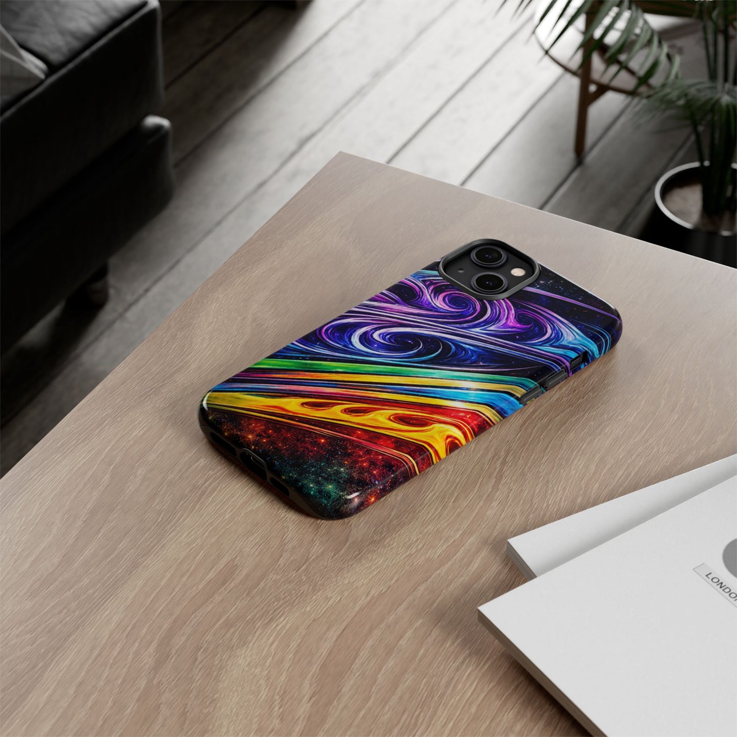 Abstract Cosmic Swirls phone case | Galaxy Rainbow Protective Case