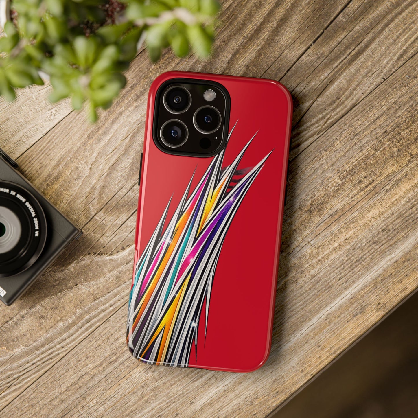 Colorburst Pinstripe Phone Case | Red Abstract Racing Stripe