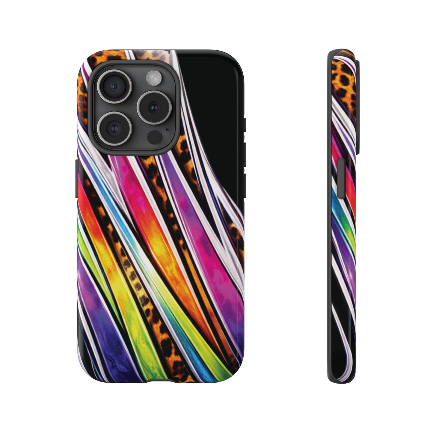 Colorful Stripes & Leopard Print Phone Case