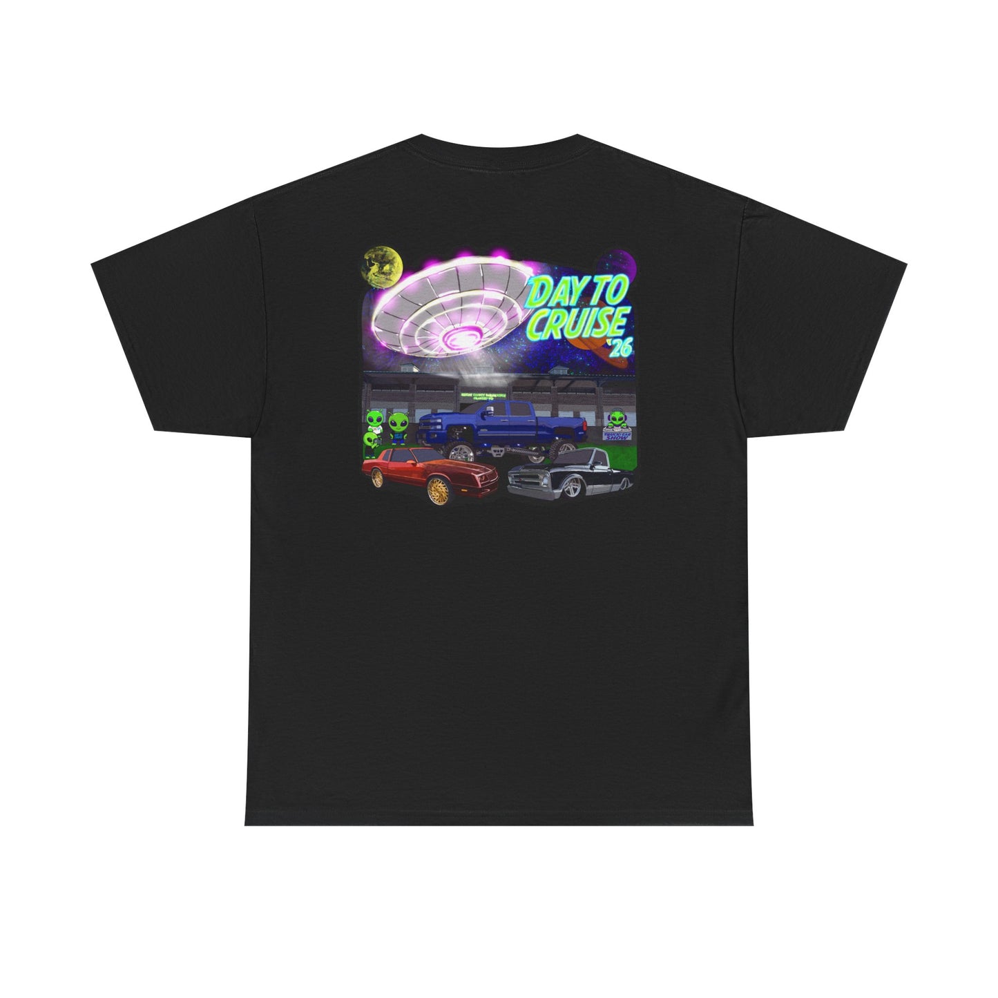Day To Cruise Car Show Shirt Official Event Tee Retro UFO Cruise Night Automotive Streetwear