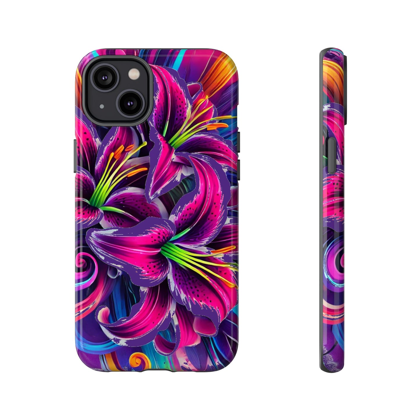 Neon Lily Illustration Tough Case | Floral Phone Cover