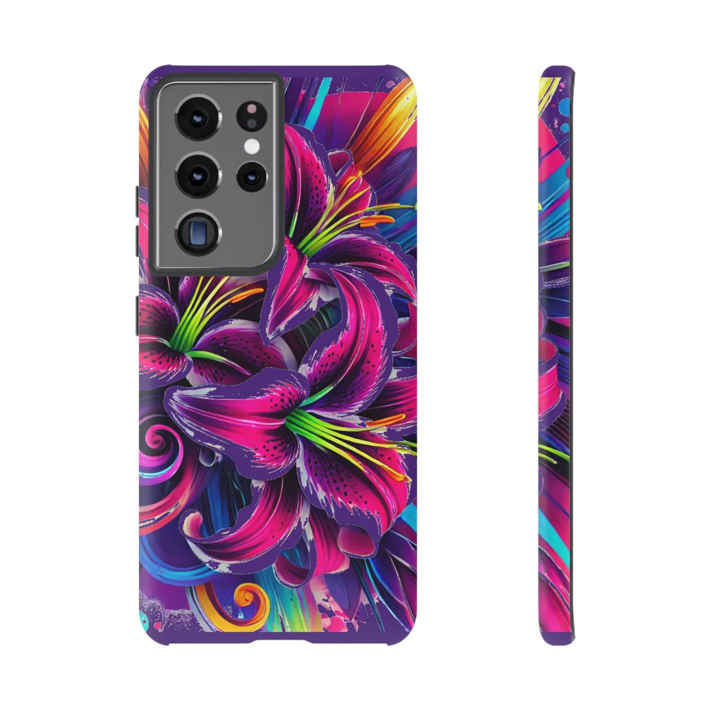 Neon Lily Illustration Tough Case | Floral Phone Cover
