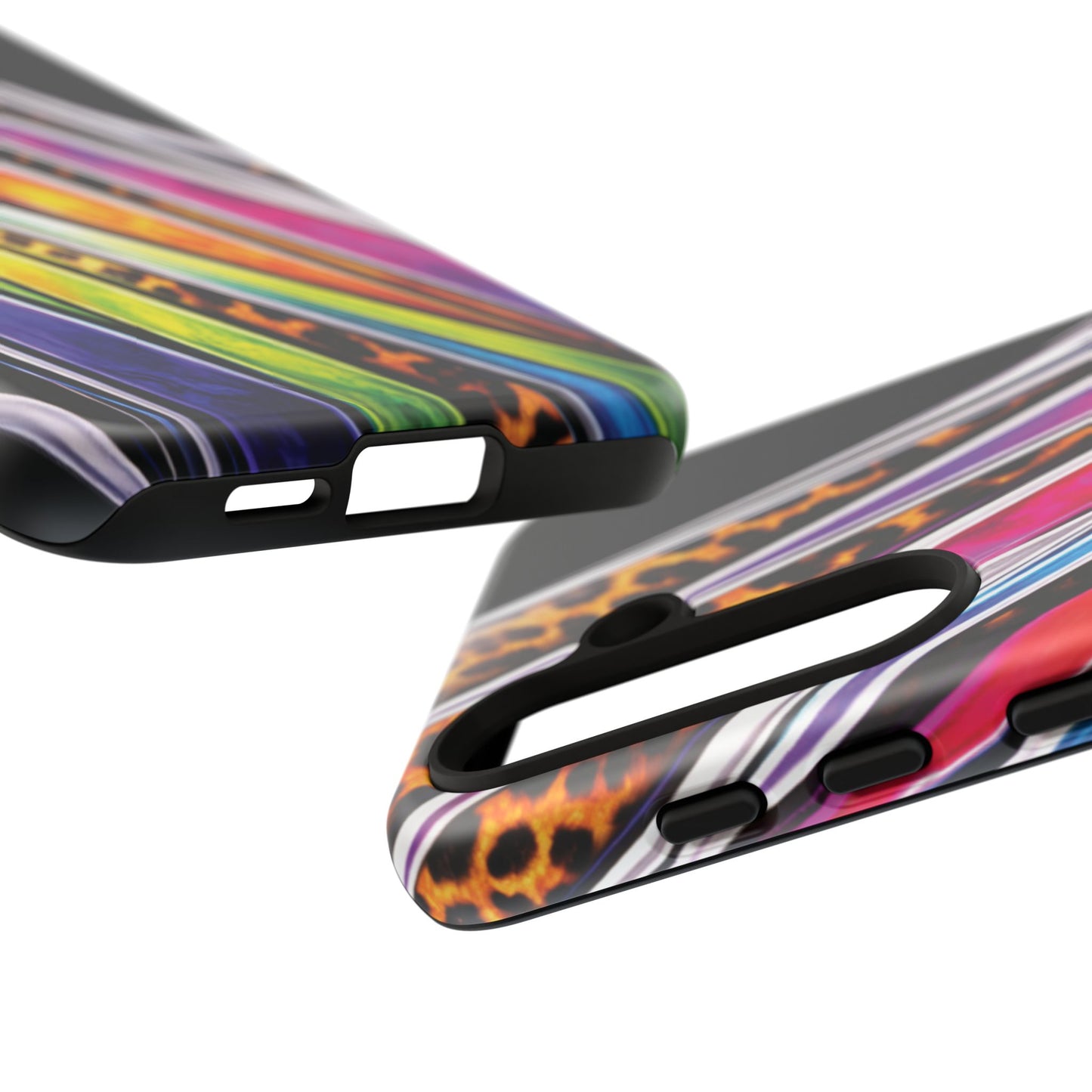 Colorful Stripes & Leopard Print Phone Case