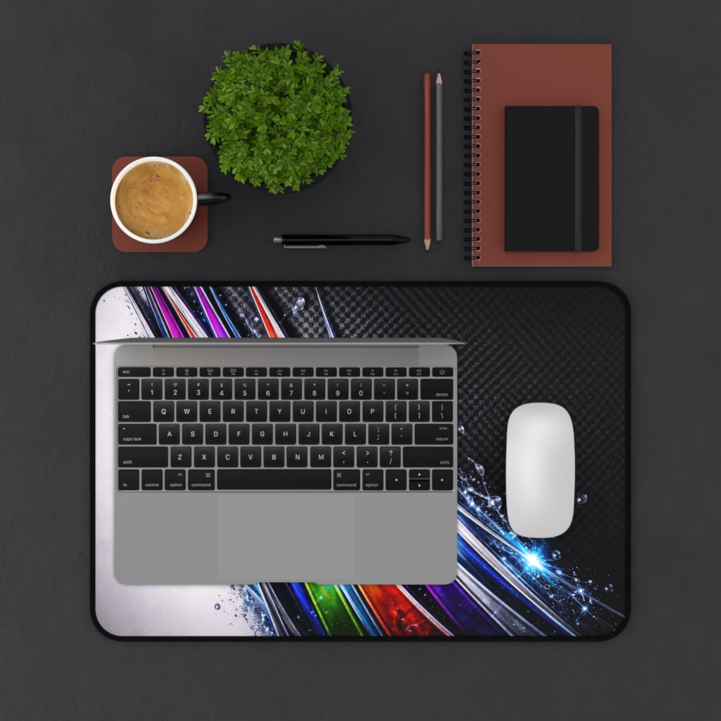 Colorful Abstract Wave Desk Mat | Rainbow Splash Mouse Pad