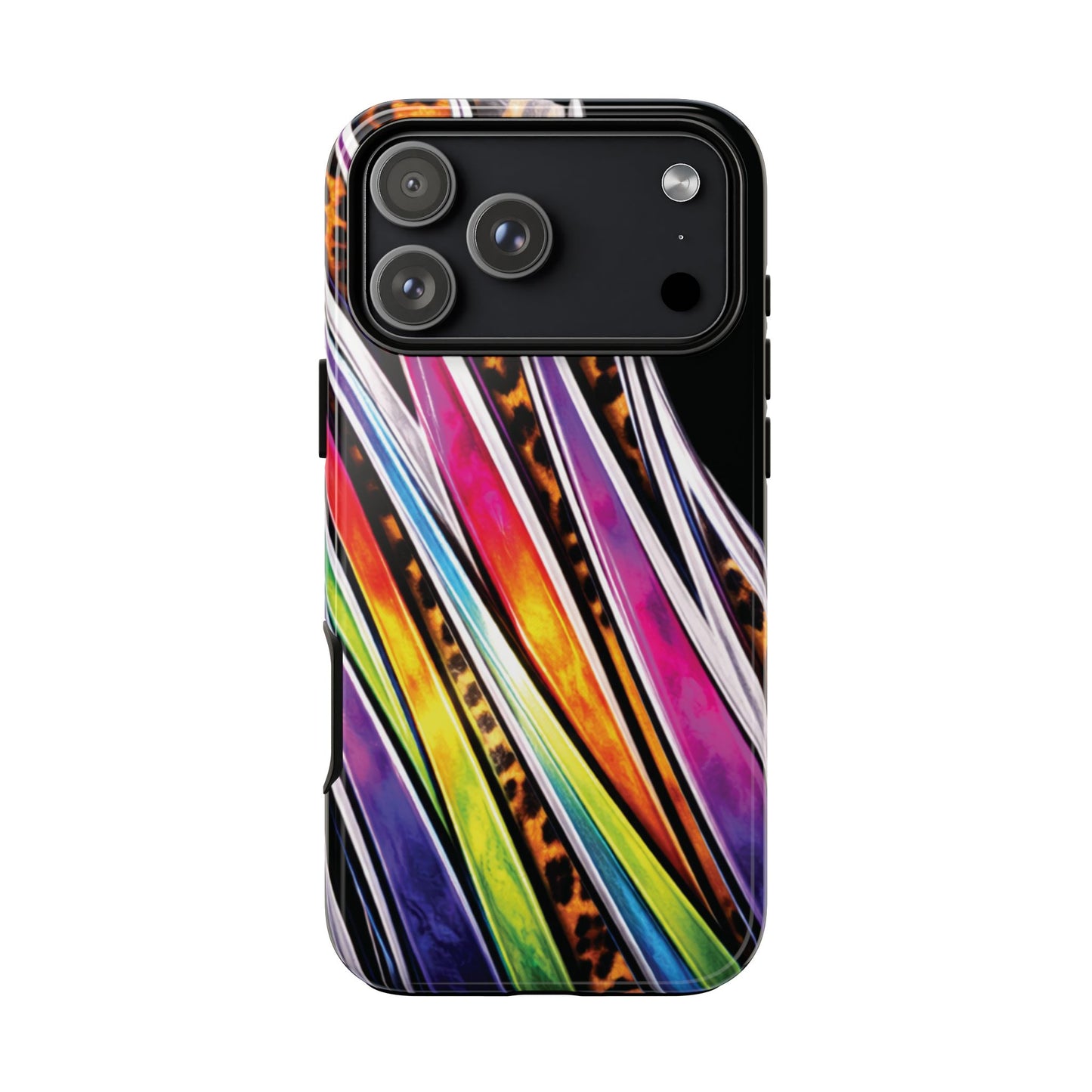 Colorful Stripes & Leopard Print Phone Case