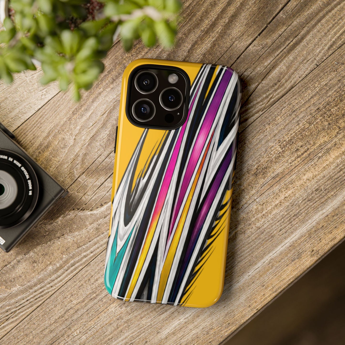 Yellow Abstract Stripes Phone Case | Tough Protective Phone Case