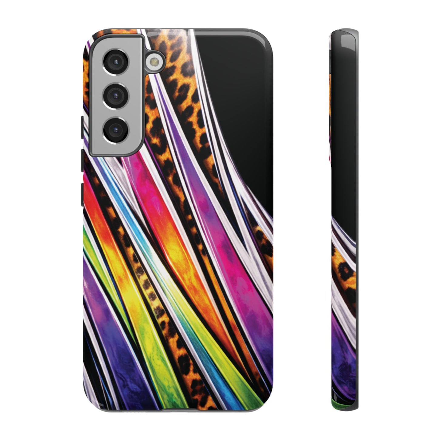 Colorful Stripes & Leopard Print Phone Case