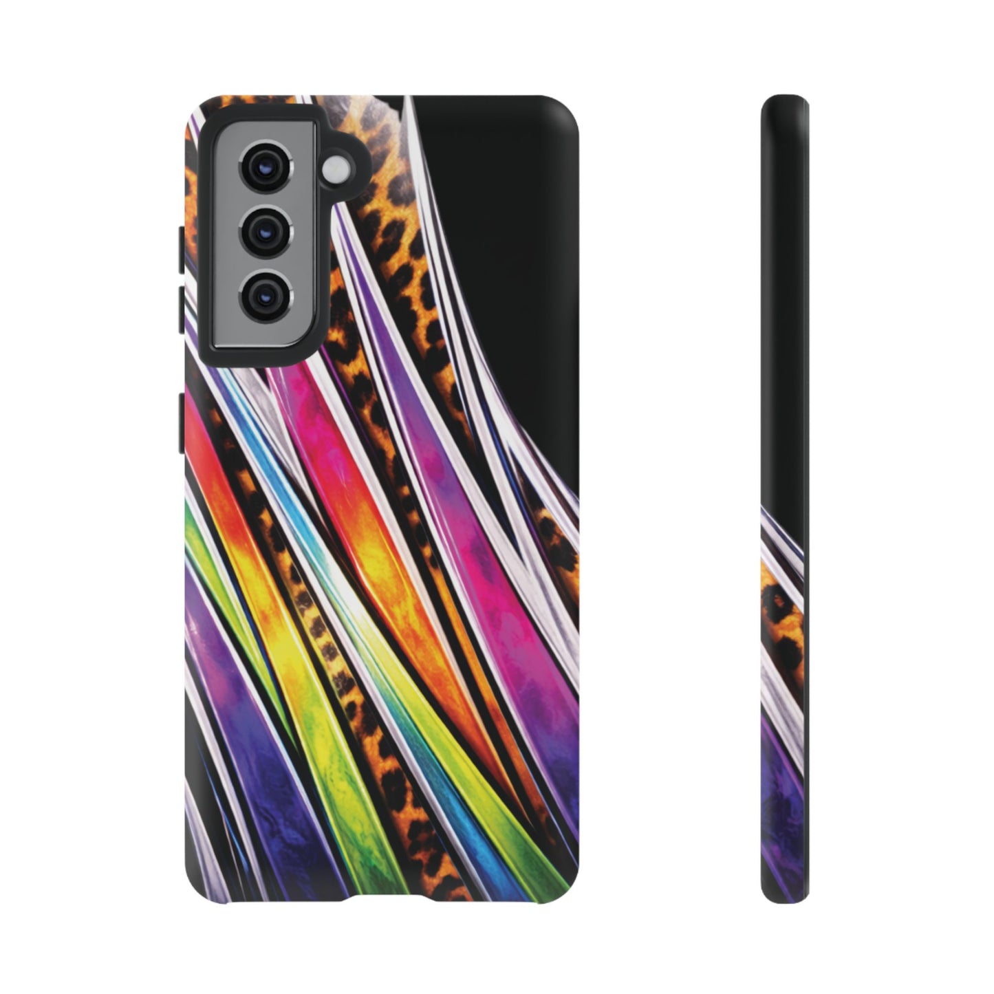 Colorful Stripes & Leopard Print Phone Case