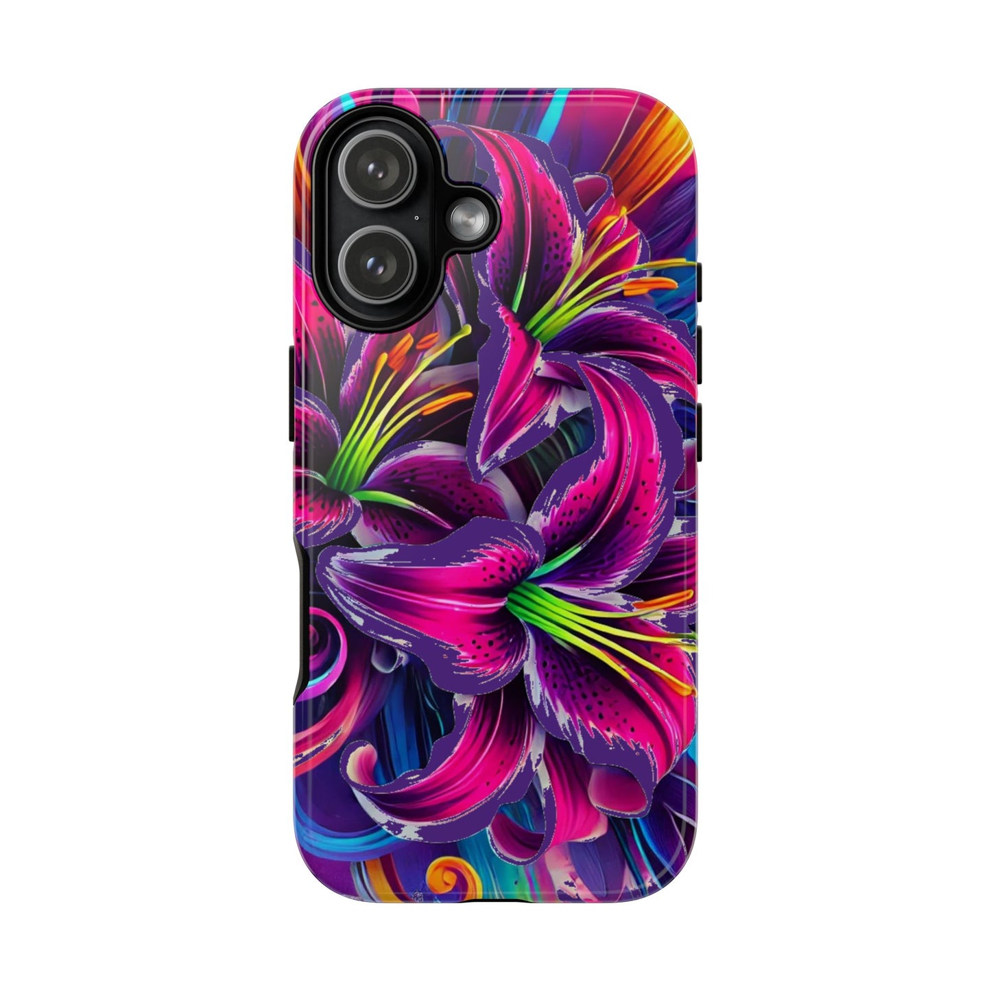 Neon Lily Illustration Tough Case | Floral Phone Cover