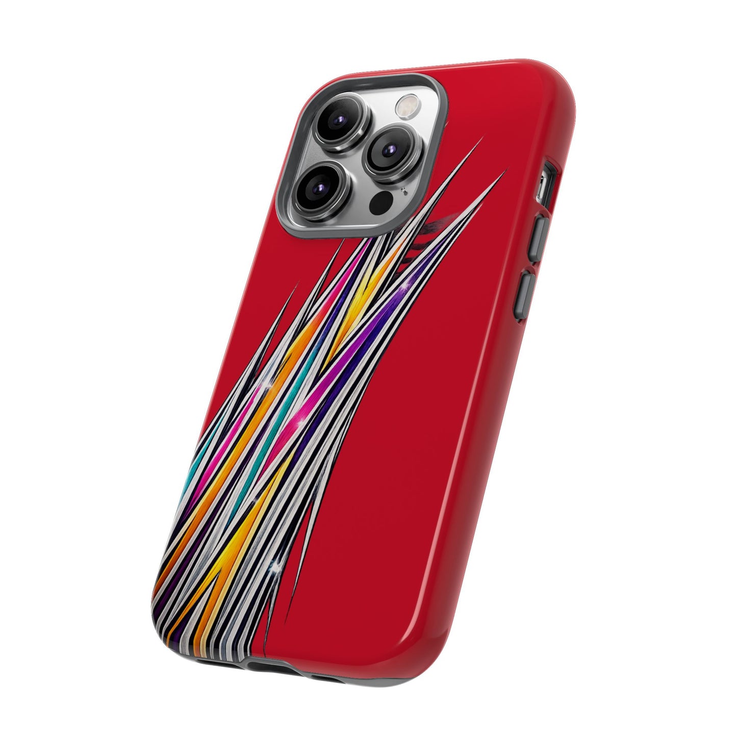 Colorburst Pinstripe Phone Case | Red Abstract Racing Stripe