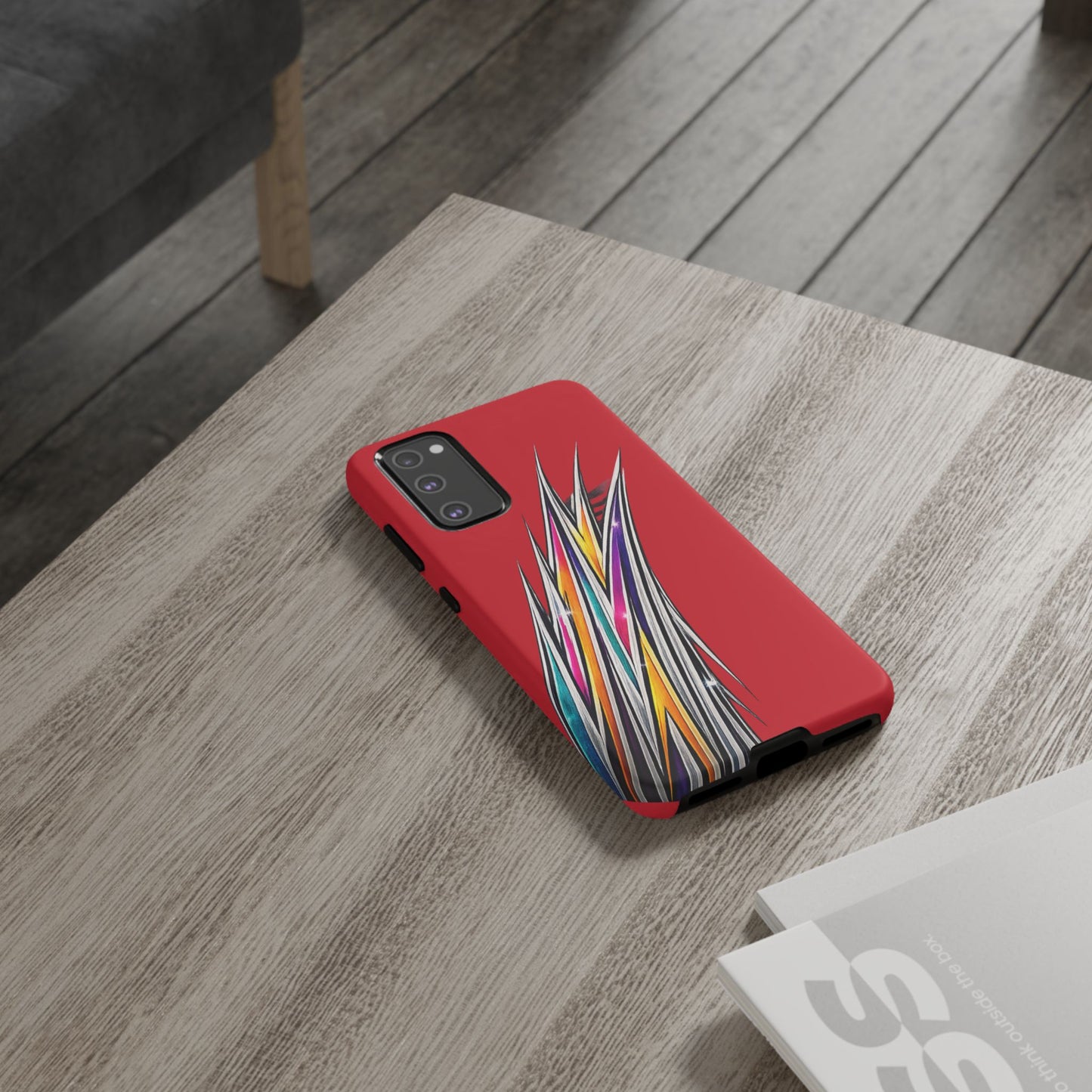 Colorburst Pinstripe Phone Case | Red Abstract Racing Stripe