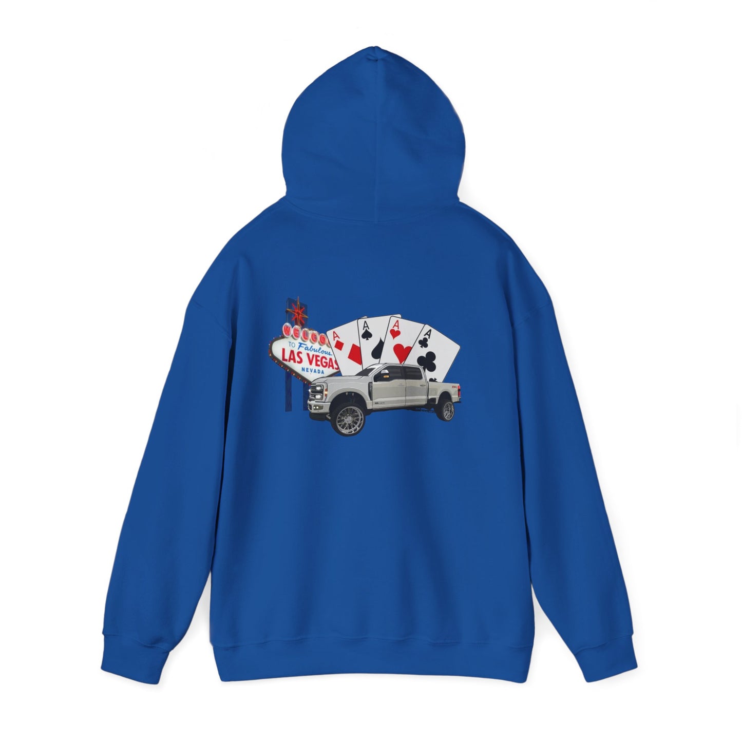 Las Vegas Truck Graphic Hoodie – Casino Cards & Welcome Sign Pullover