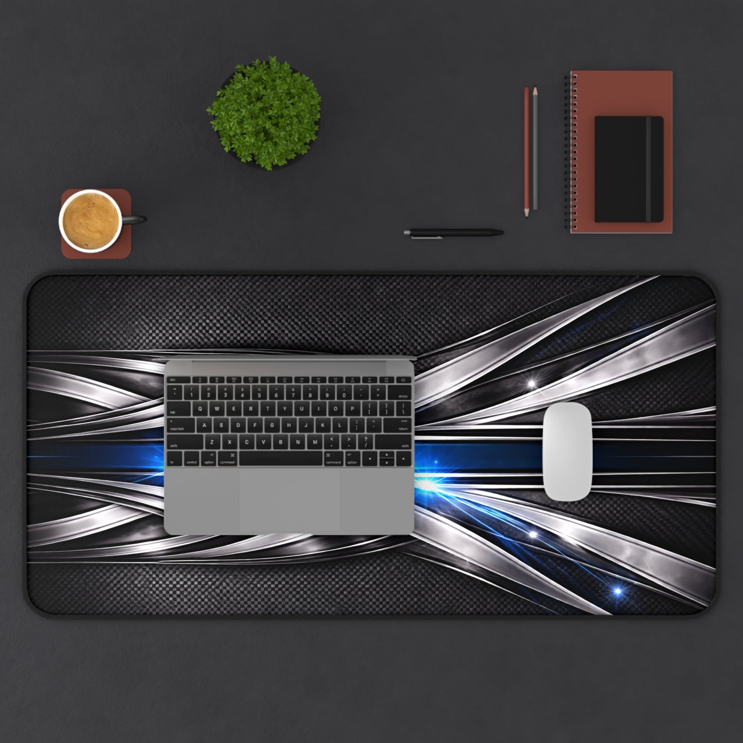 Futuristic Blue Light Abstract Desk Mat | Tech Gaming Surface