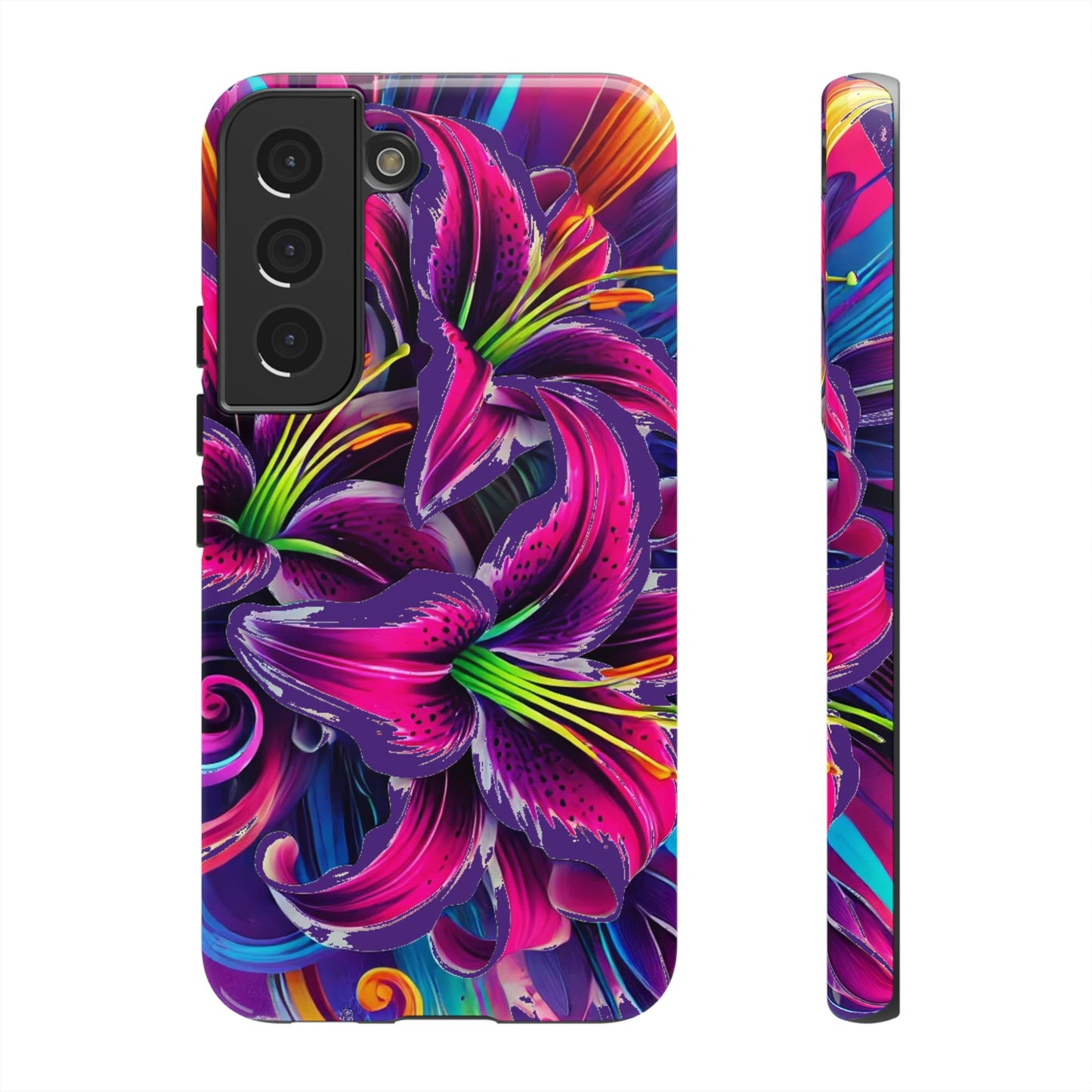 Neon Lily Illustration Tough Case | Floral Phone Cover
