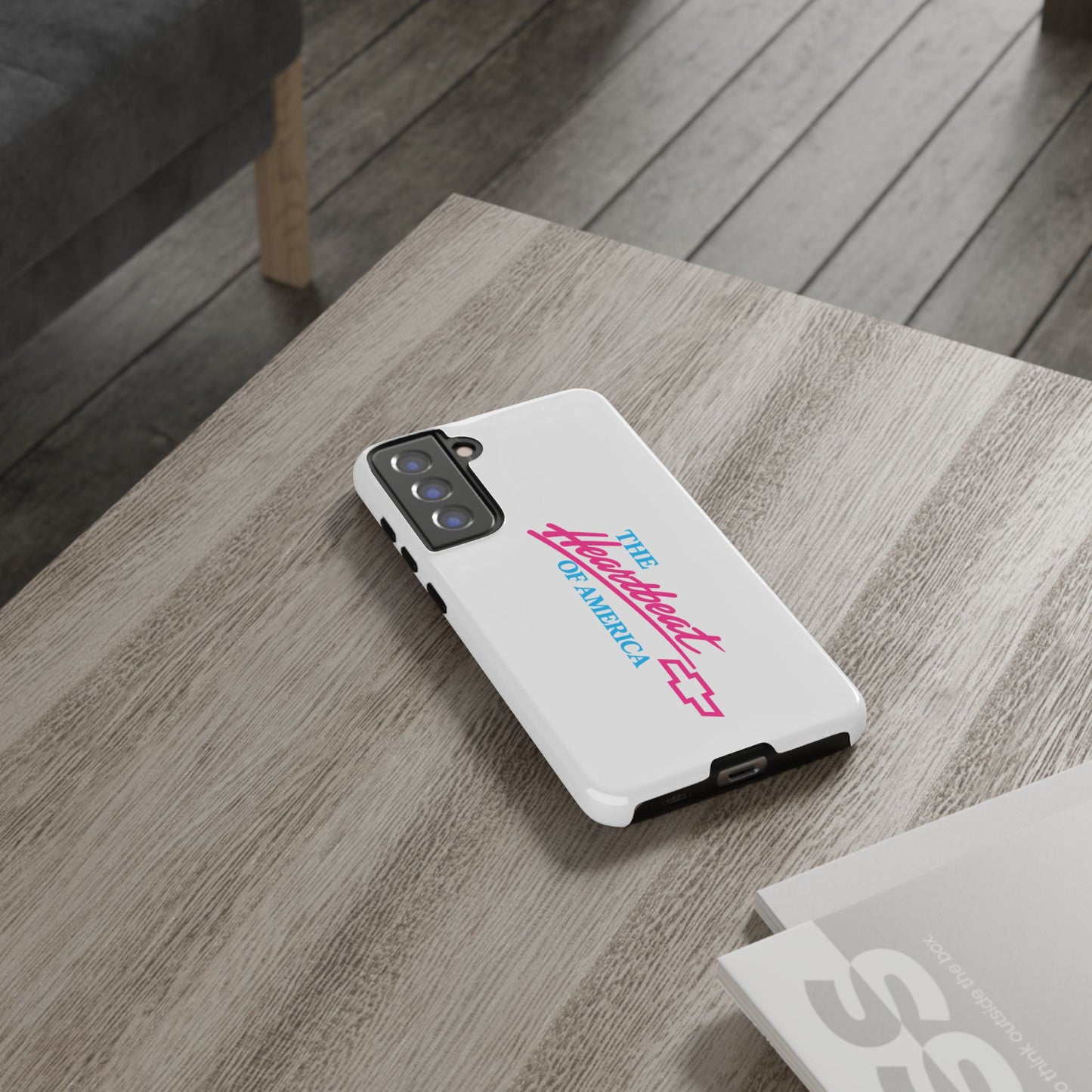 White  “The Heartbeat of America” Retro Chevy Logo, Slim Protective Cover