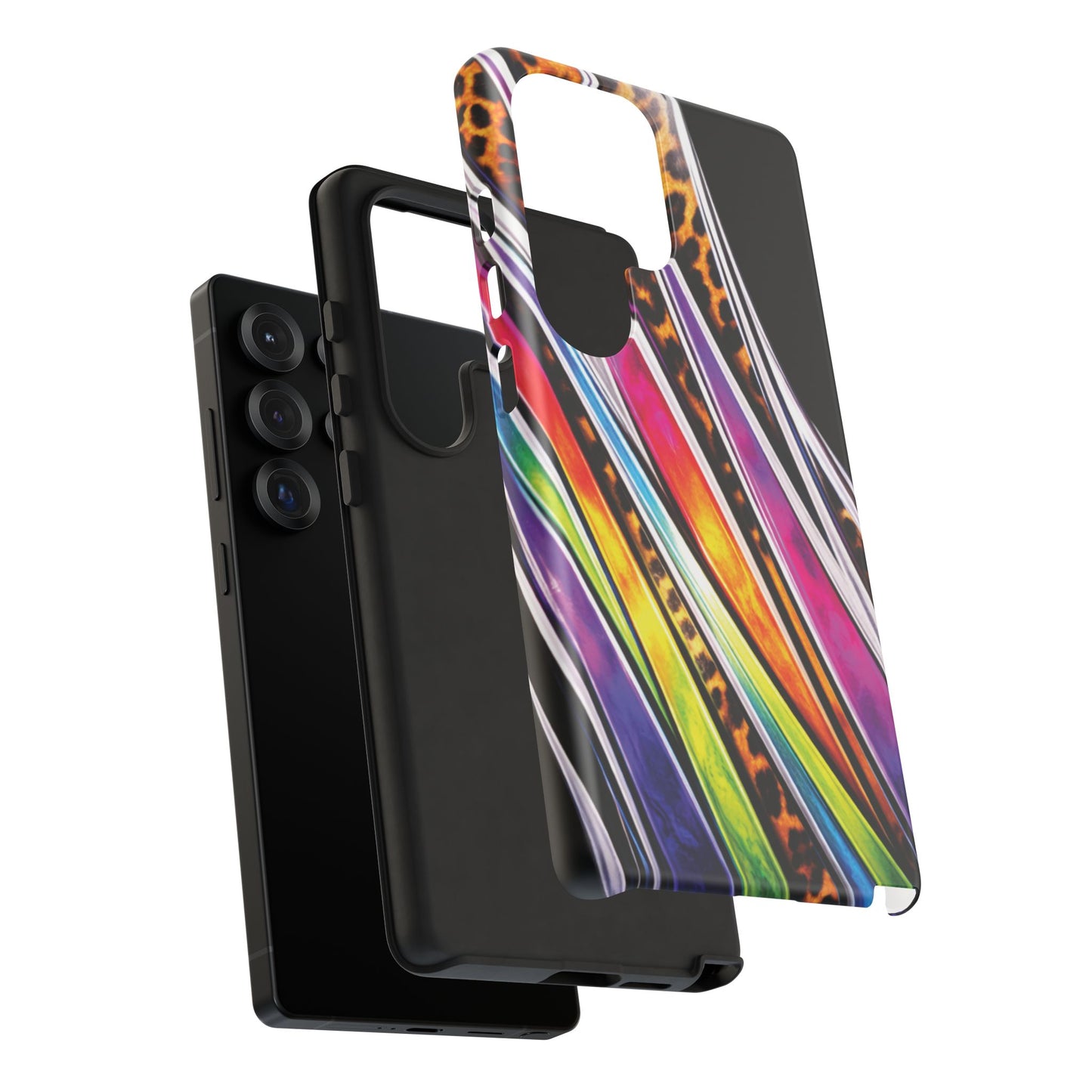 Colorful Stripes & Leopard Print Phone Case
